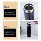 Premium Matte Black Leak-Proof Water Bottle with Carry Handle | Reusable Travel & Gym Bottle