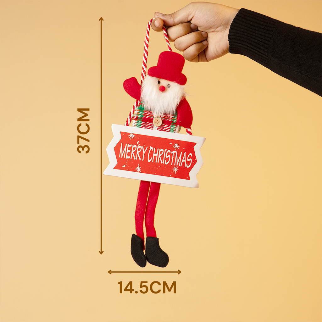 Set-4 Santa Hanging Decoration with “Merry Christmas” Sign