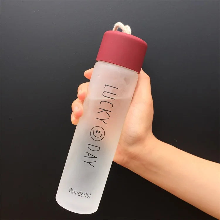 Lucky Day Frosted Glass Water Bottle – 8 Inch Reusable Motivational Drink Bottle