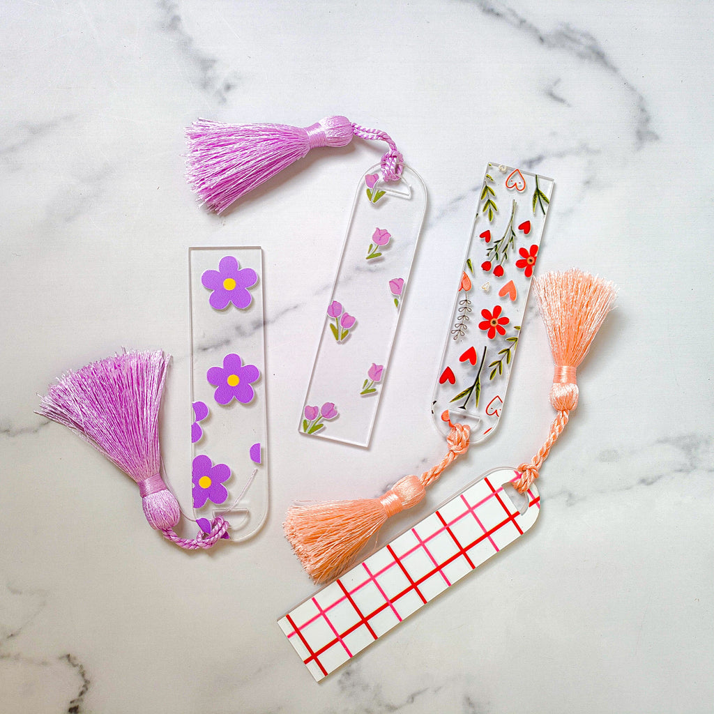 Printed Book Marks with Tassels Set of 4