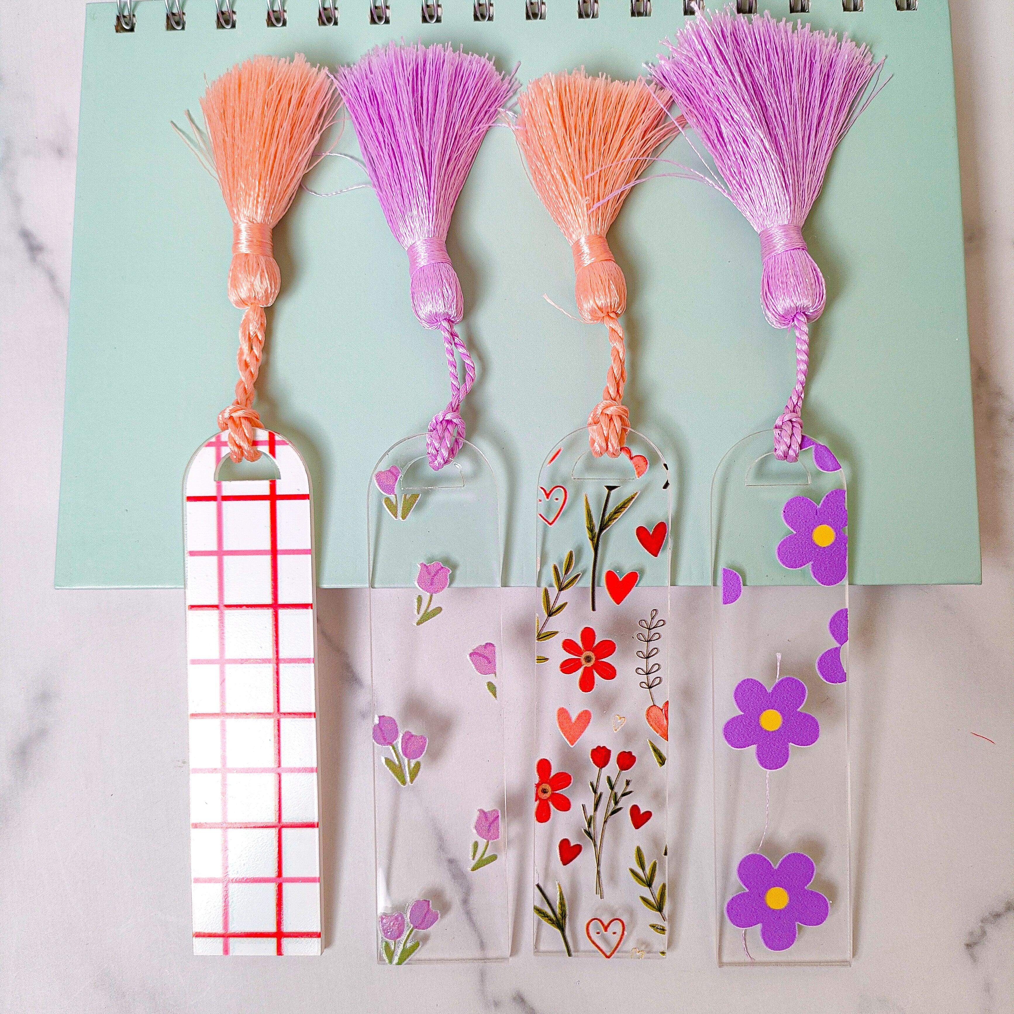 Printed Book Marks with Tassels Set of 4