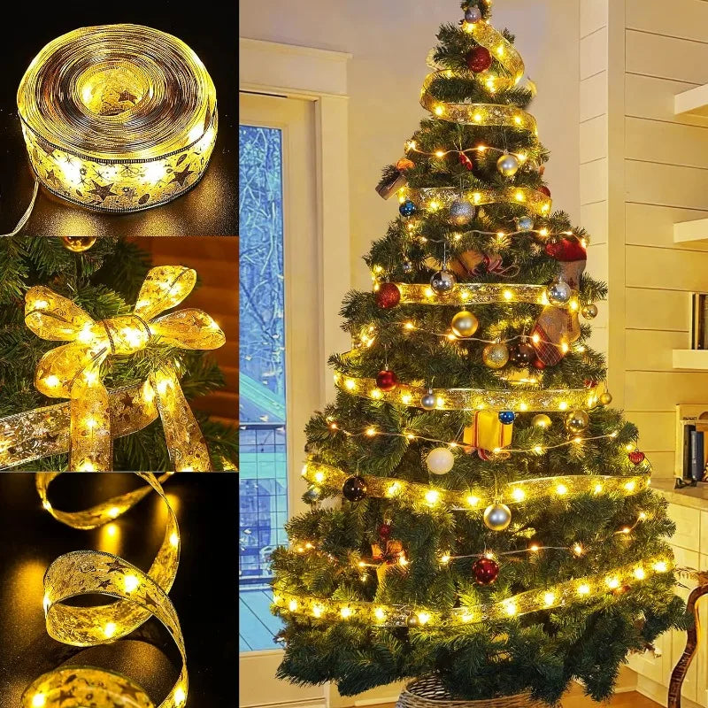 Christmas Decor Ribbon with LED Lights