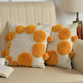 Mustard Pom-Pom Textured Cushion Cover Set – Boho Decorative Throw Pillows Cover Set for Sofa, Living Room & Bedroom (Pack of 2)