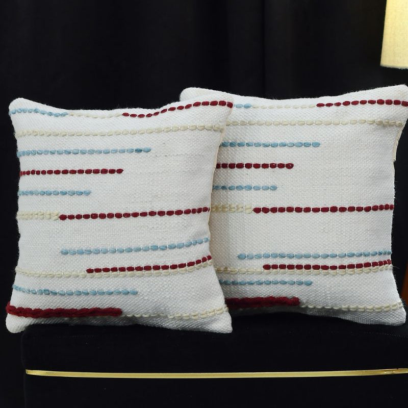 Handwoven Striped Cushion Cover Set – Premium Boho Decorative Pillow Covers for Sofa, Couch & Living Room Décor ( Pack of 2 )
