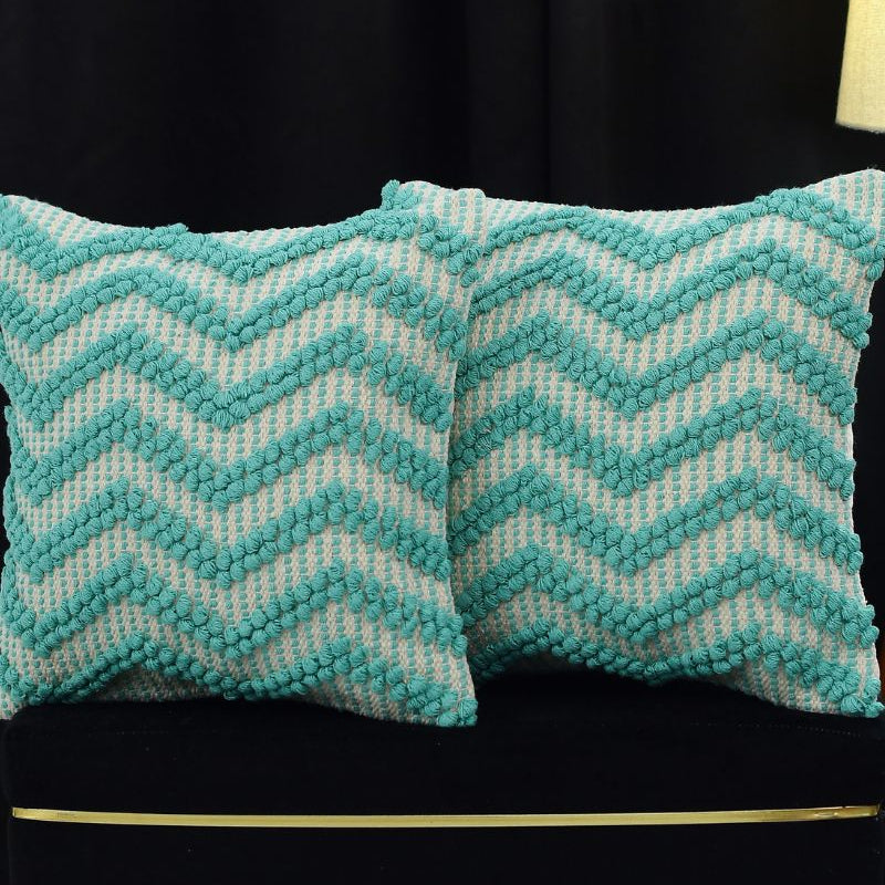 Handwoven Tufted Zigzag Cushion Cover Set – Soft Textured Decorative Throw Pillow Covers for Sofa, Bed & Living Room Décor ( Pack of 2 )