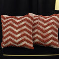 Rustic Terracotta Textured Cushion Cover Set – Boho Zigzag Decorative Throw Pillows Cover Set for Sofa, Living Room & Bedroom (Set of 2)