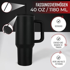 Black Premium Insulated Tumbler with Handle & Straw