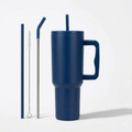 Premium Insulated DARK BLUE Color Tumbler with Handle & Straw
