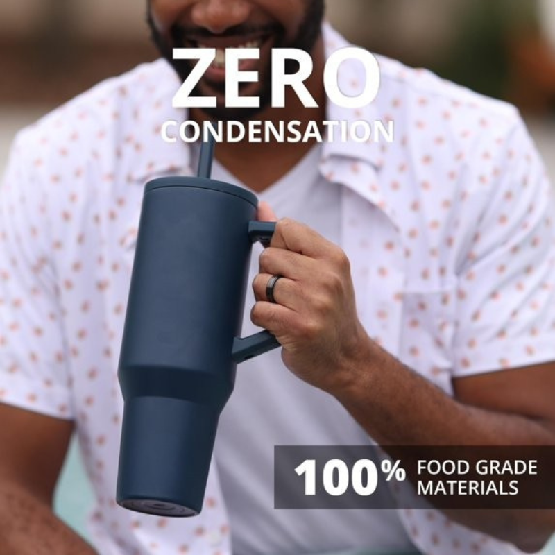 Premium Insulated DARK BLUE Color Tumbler with Handle & Straw