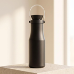 Premium Black Insulated Water Bottle with Carry Handle