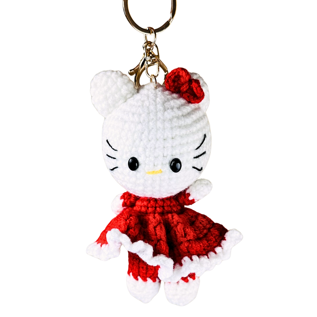 Handcrafted Crochet Kitty Keychain(Random Color)
