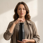 Premium Black Insulated Water Bottle with Carry Handle