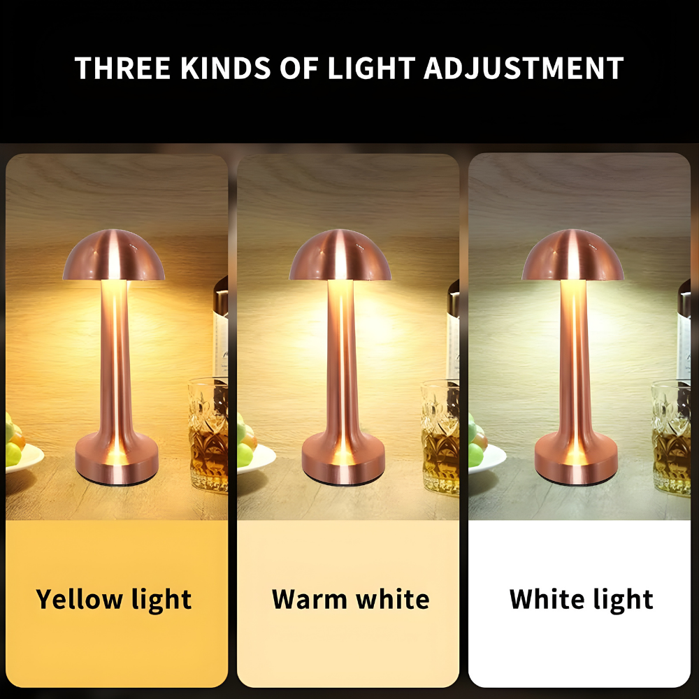 Modern Gold Mushroom Table Lamp | Rechargeable LED Touch Night Lamp