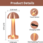 Modern Gold Mushroom Table Lamp | Rechargeable LED Touch Night Lamp