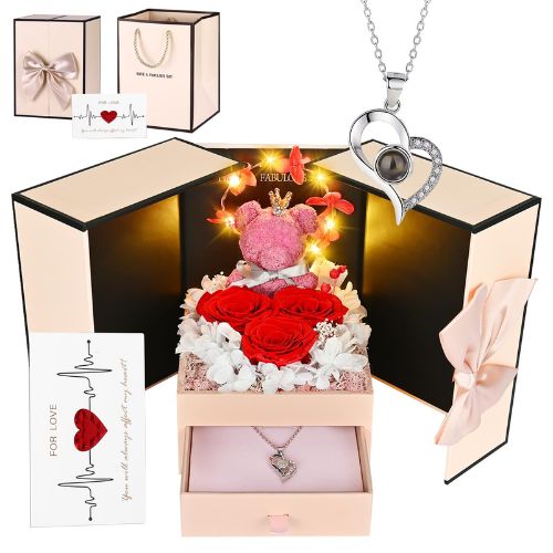 Surprise Gift Box with Roses & Teddy