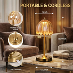 Golden Lotus Flower Table Lamp with Glass Petal Shade
