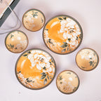 Floral Ceramic Dinnerware Set – Elegant Golden Floral Tableware for Dining & Serving