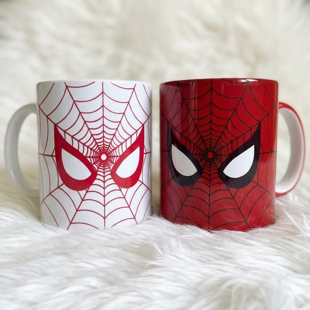 Spider-Man Inspired Ceramic Coffee Mug Set | Superhero Web Desig