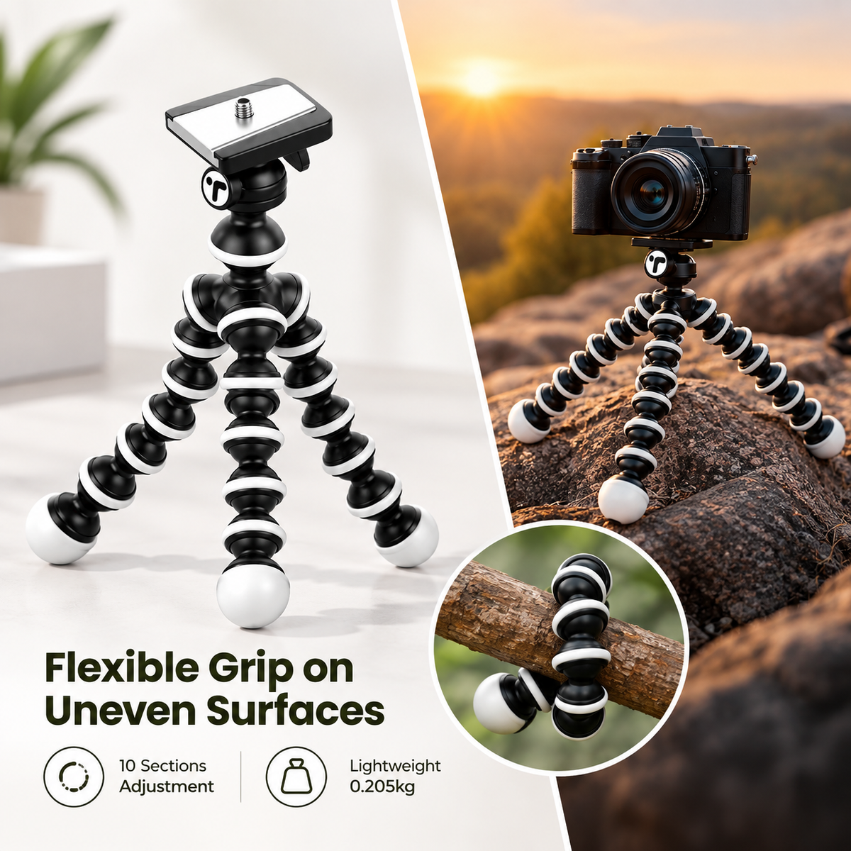 Flexible Tripod Stand | Adjustable Mobile Phone & Camera Tripod | Tabletop Mini Tripod