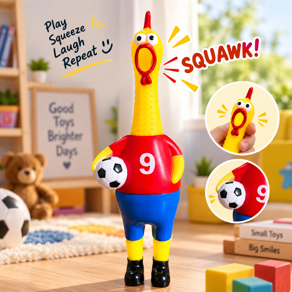 Cute Chicken Football Toy | Cartoon Soccer Player Figure | Fun Kids Toy | Decorative Play Figure