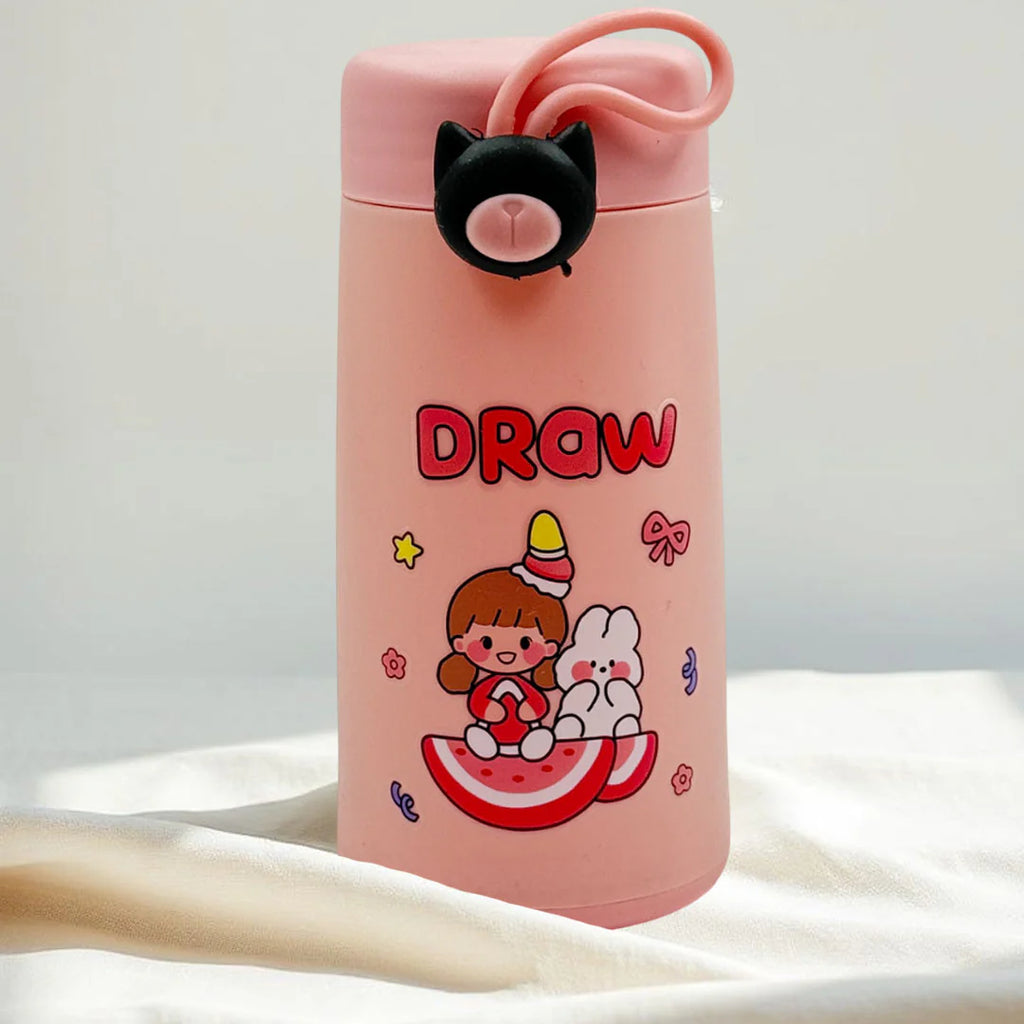 Cute Cartoon Kids Water Bottle with Strap – BPA-Free Leakproof Reusable Bottle for School & Travel