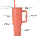 Premium Insulated Orange Color Tumbler with Handle & Straw