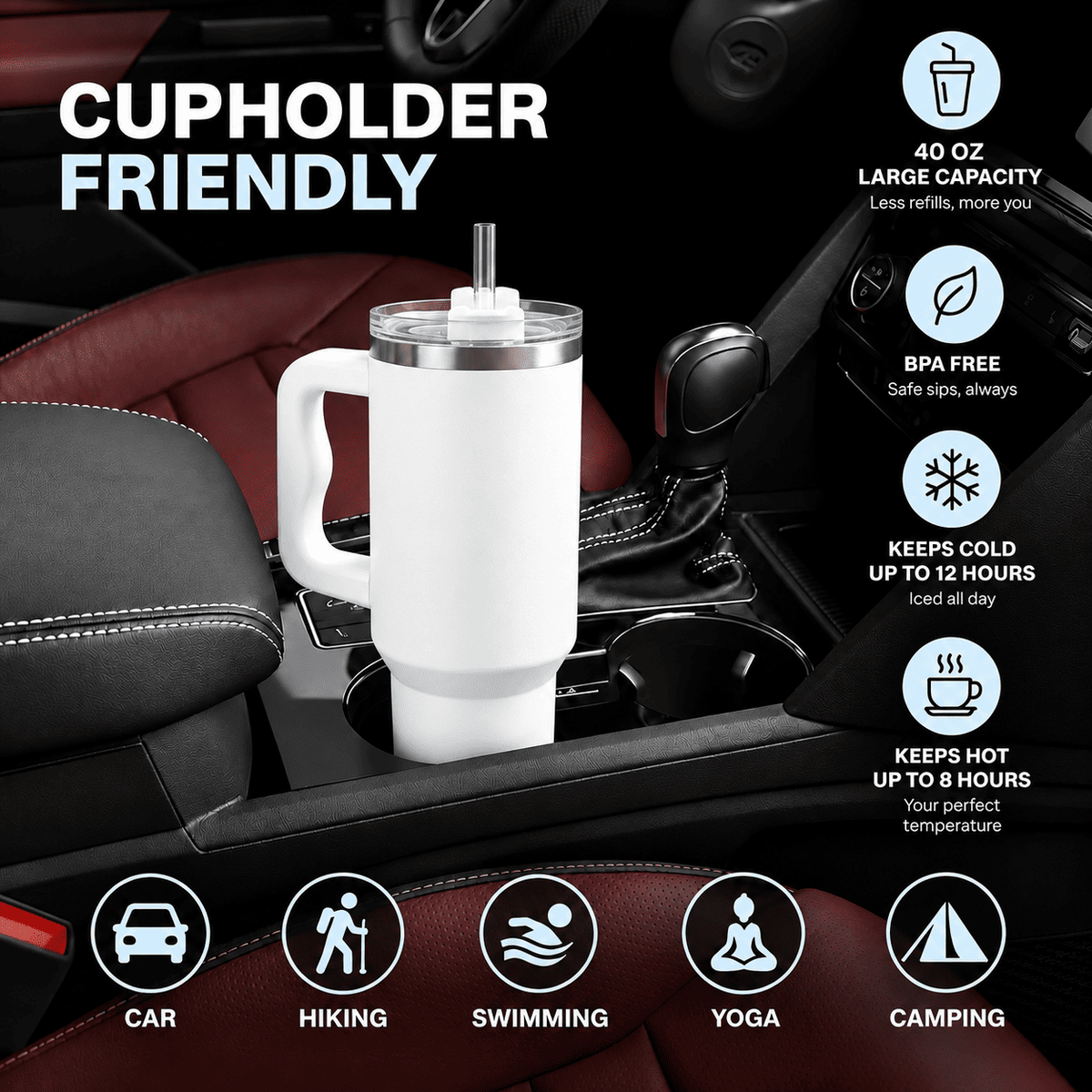 H20 FlowState Stainless Steel Vacuum Insulated Tumbler ( WHITE )