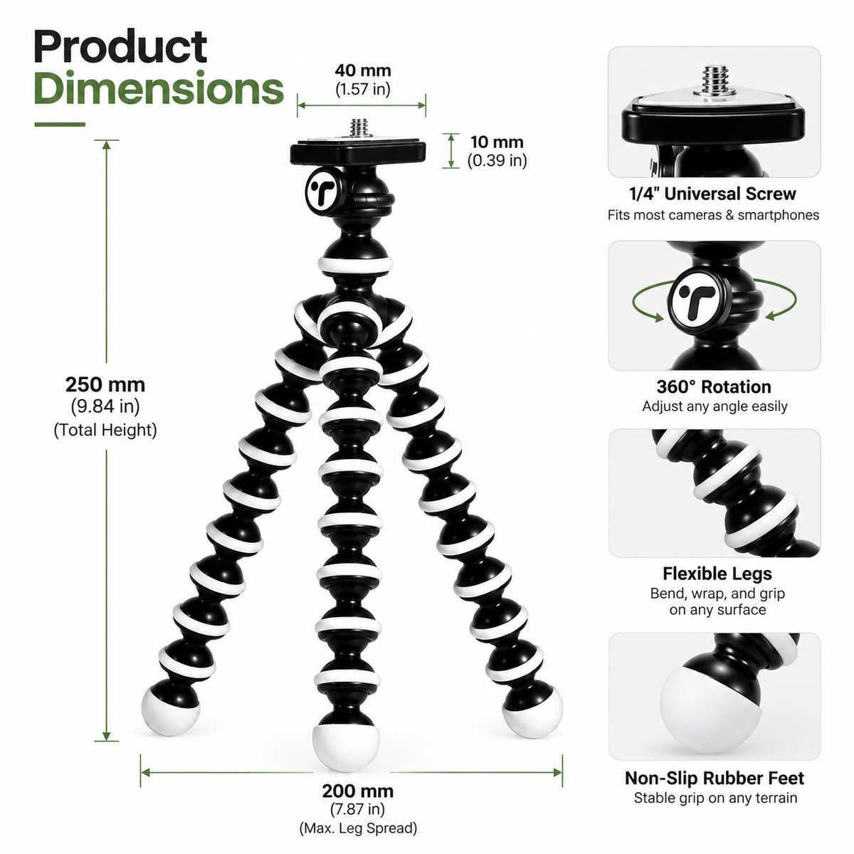 Flexible Tripod Stand | Adjustable Mobile Phone & Camera Tripod | Tabletop Mini Tripod