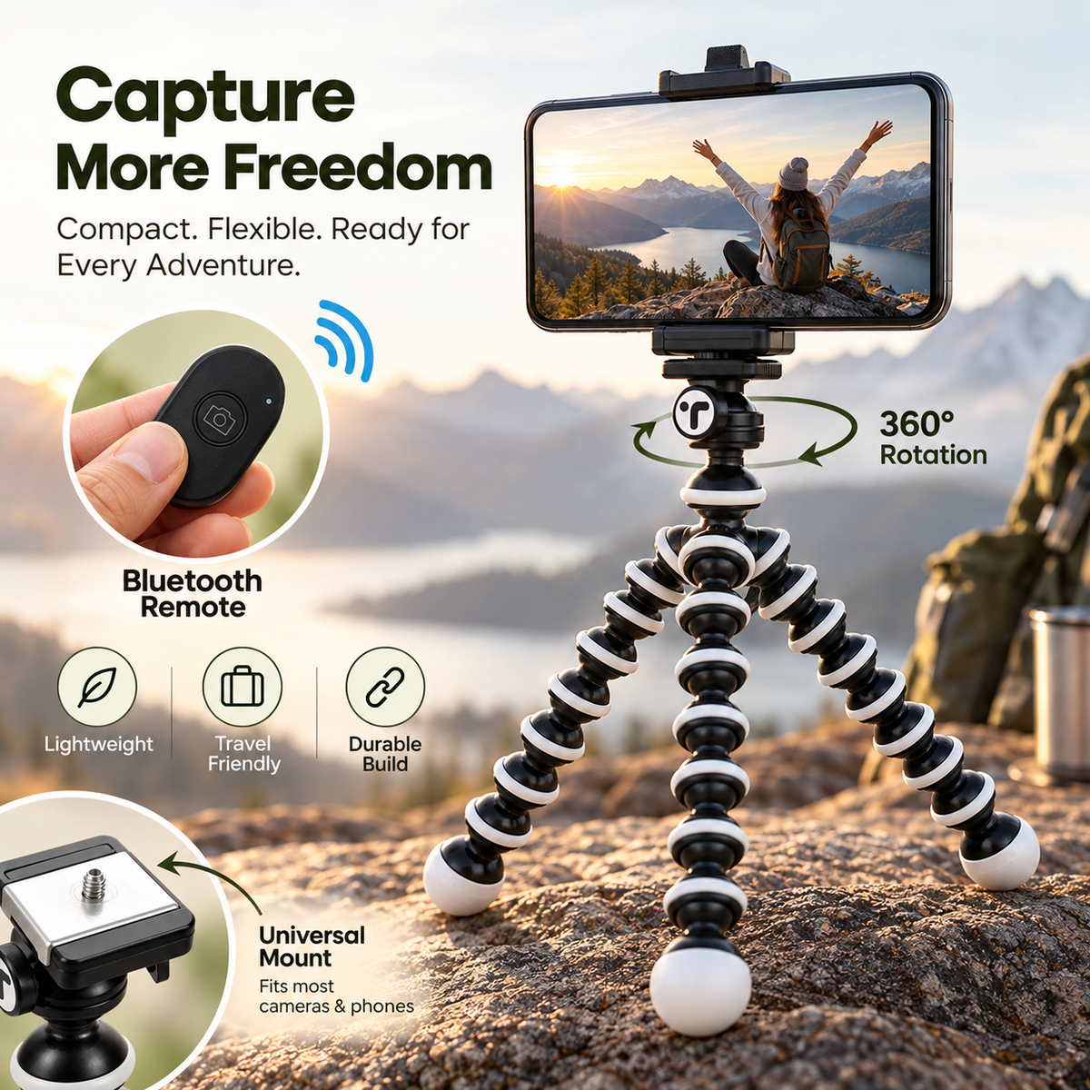 Flexible Tripod Stand | Adjustable Mobile Phone & Camera Tripod | Tabletop Mini Tripod