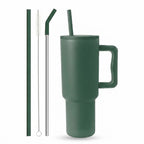 Green Premium Insulated Tumbler with Handle & Straw