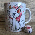 Disney Marie Ceramic Coffee Mug | Cute Pink Bow & Hearts Design