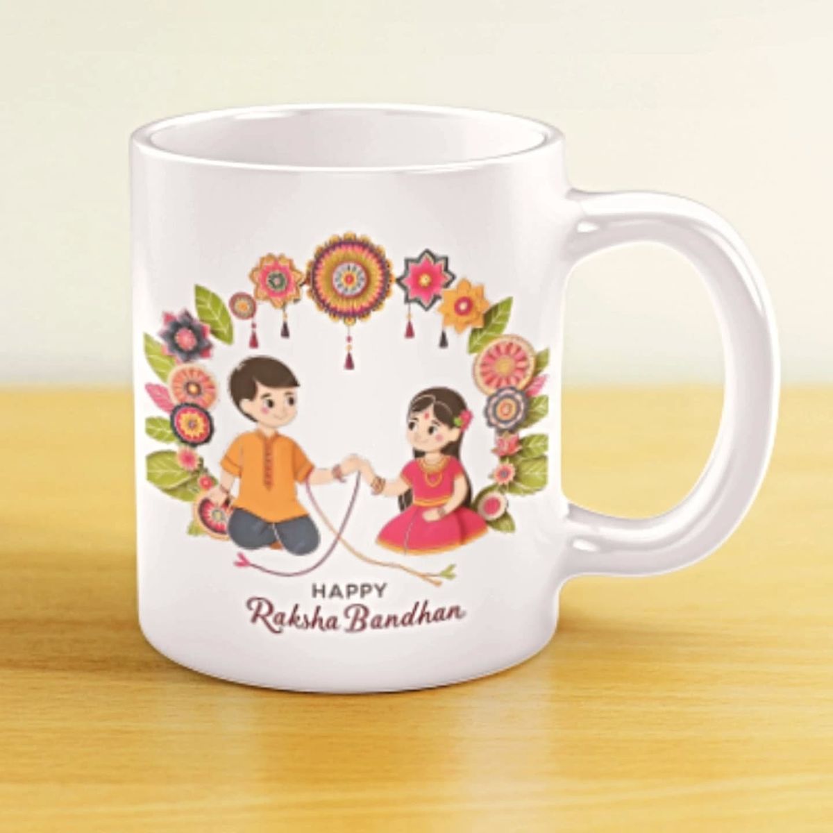 Happy Raksha Bandhan Ceramic Coffee Mug | Brother & Sister Printed Coffee Cup