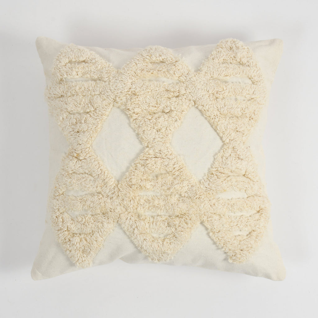 Cream Boho Diamond Tufted Cushion Cover Set – Textured Decorative Throw Pillows Cover Set for Sofa, Living Room & Bedroom (Pack of 2)