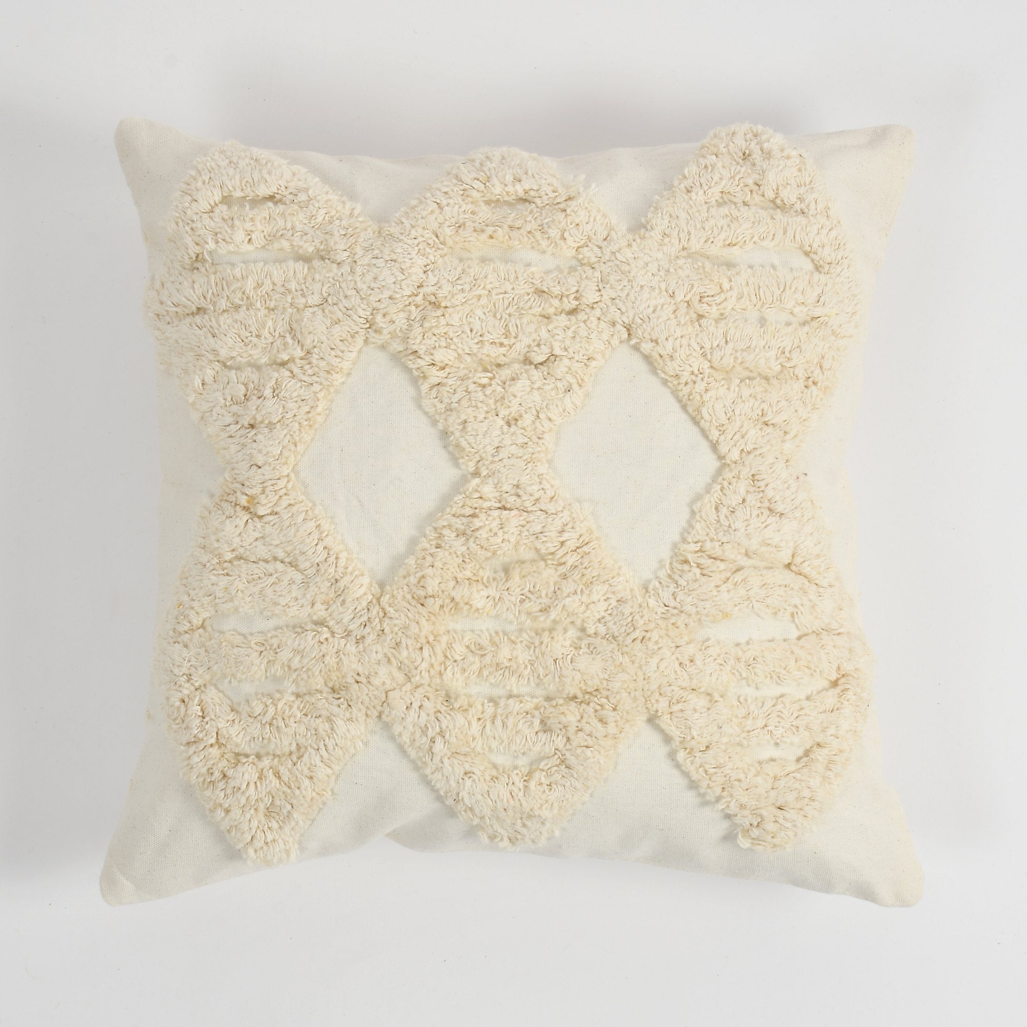 Cream Boho Diamond Tufted Cushion Cover Set – Textured Decorative Throw Pillows Cover Set for Sofa, Living Room & Bedroom (Pack of 2)