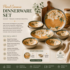 Floral Ceramic Dinnerware Set – Elegant Golden Floral Tableware for Dining & Serving