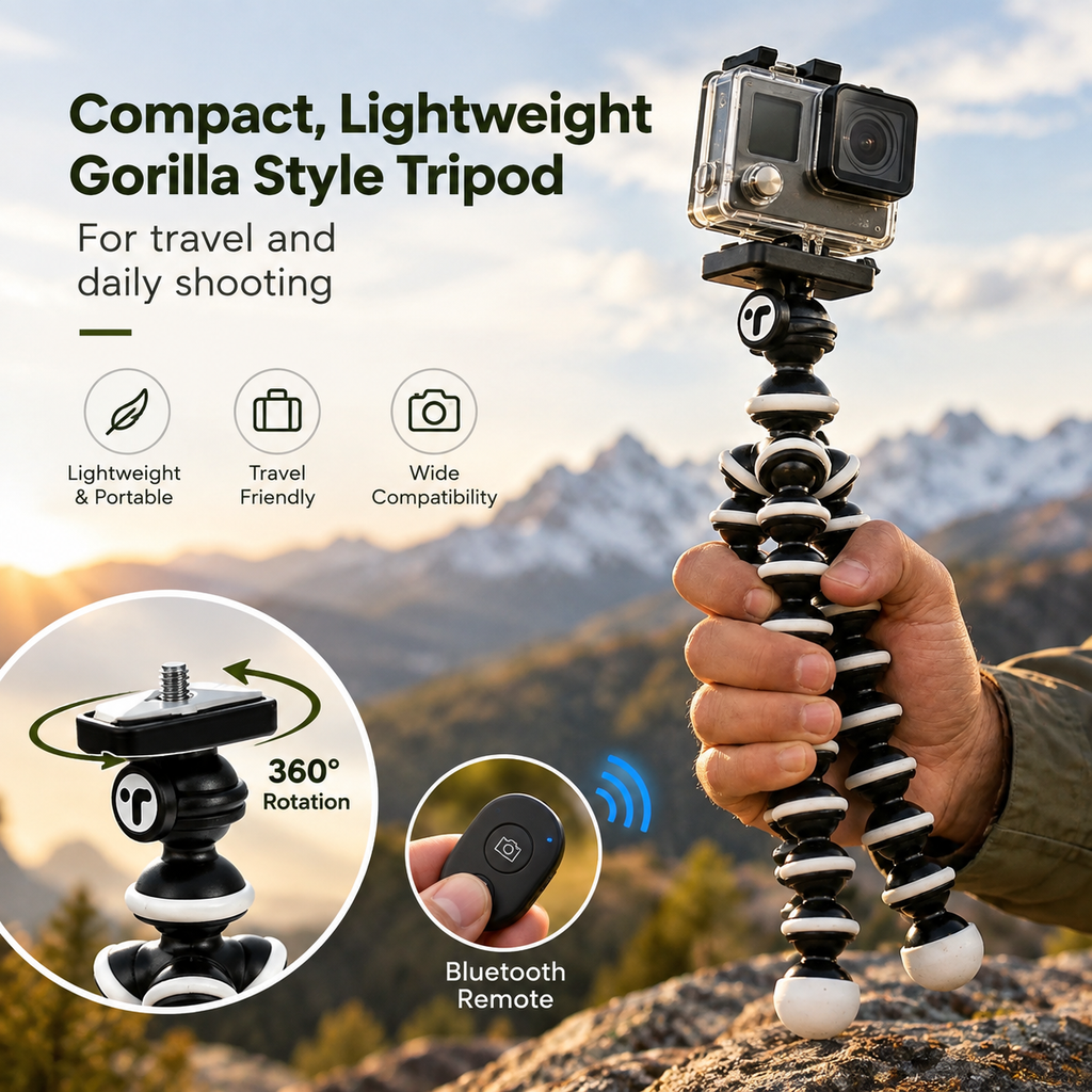 Flexible Tripod Stand | Adjustable Mobile Phone & Camera Tripod | Tabletop Mini Tripod