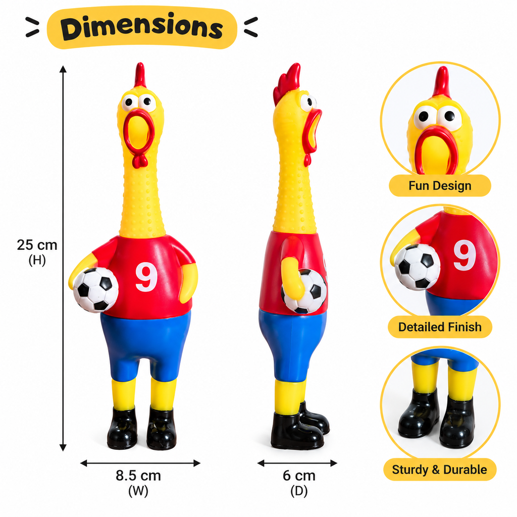 Cute Chicken Football Toy | Cartoon Soccer Player Figure | Fun Kids Toy | Decorative Play Figure