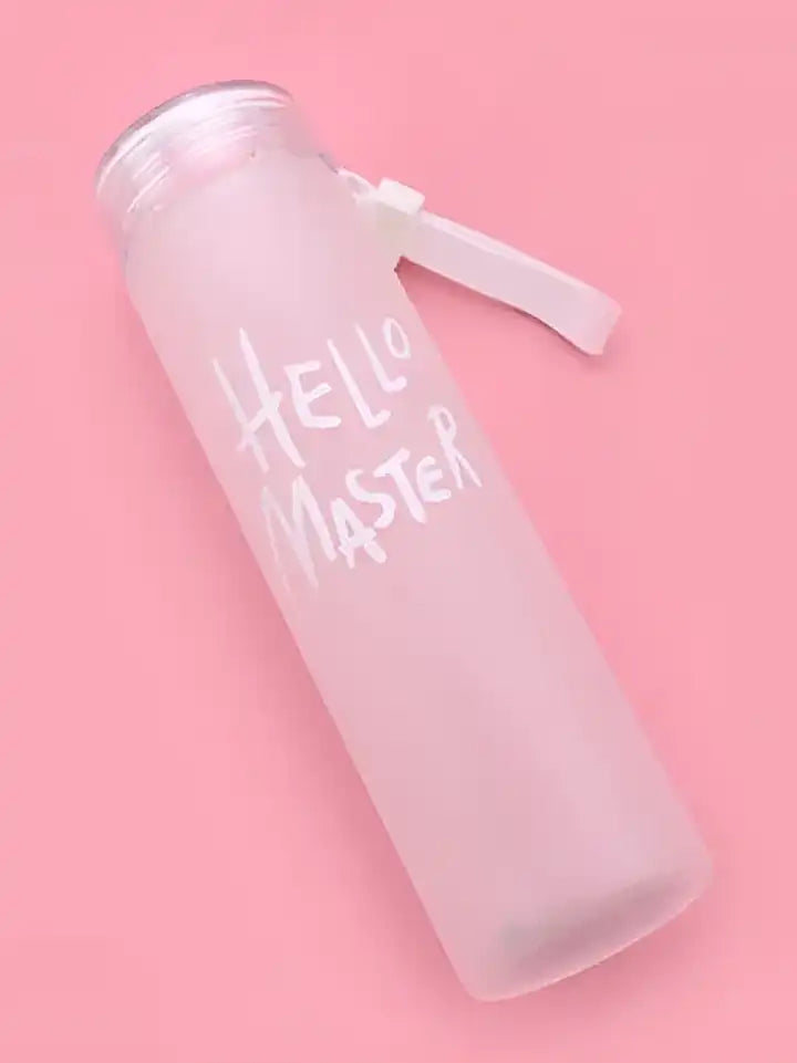 Hello Master Frosted Glass Water Bottle 7.5 Inch – Reusable Leak-Proof Glass Bottle with Strap