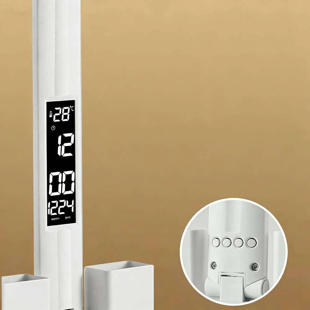 LED Desk Lamp with Clock & Pen Holder