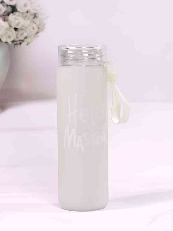 Hello Master Frosted Glass Water Bottle 7.5 Inch – Reusable Leak-Proof Glass Bottle with Strap