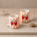 White Ceramic Coffee Mug with Strawberry Hand Painted Design
