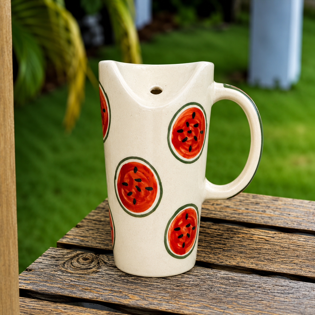 White Ceramic Watermelon Mug – Cute Fruit Print Coffee Cup for Tea & Beverages