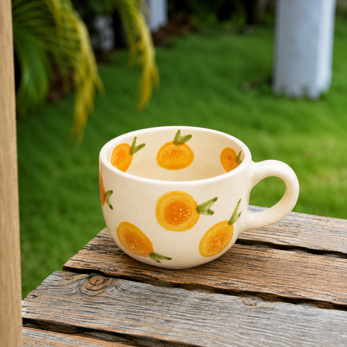 Orange Fruit Print Ceramic Mug – Cute Aesthetic Coffee Cup for Tea, Coffee & Home