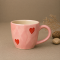 Pink Ceramic Coffee Mug with Red Heart Design