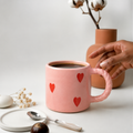 Blush Pink Heart Ceramic Mug | Cute Handcrafted Coffee & Tea Cup