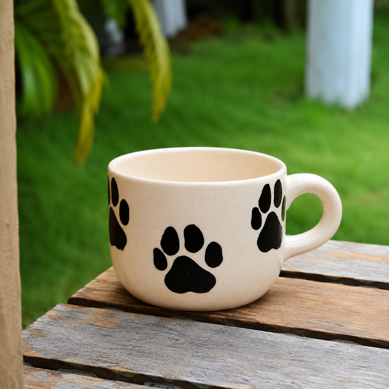 Ceramic Coffee Mug with Paw Print Design,