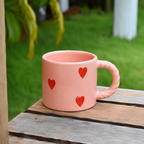 Blush Pink Heart Ceramic Mug | Cute Handcrafted Coffee & Tea Cup