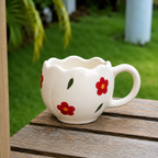 Ceramic Coffee Mug with Floral Flower Design