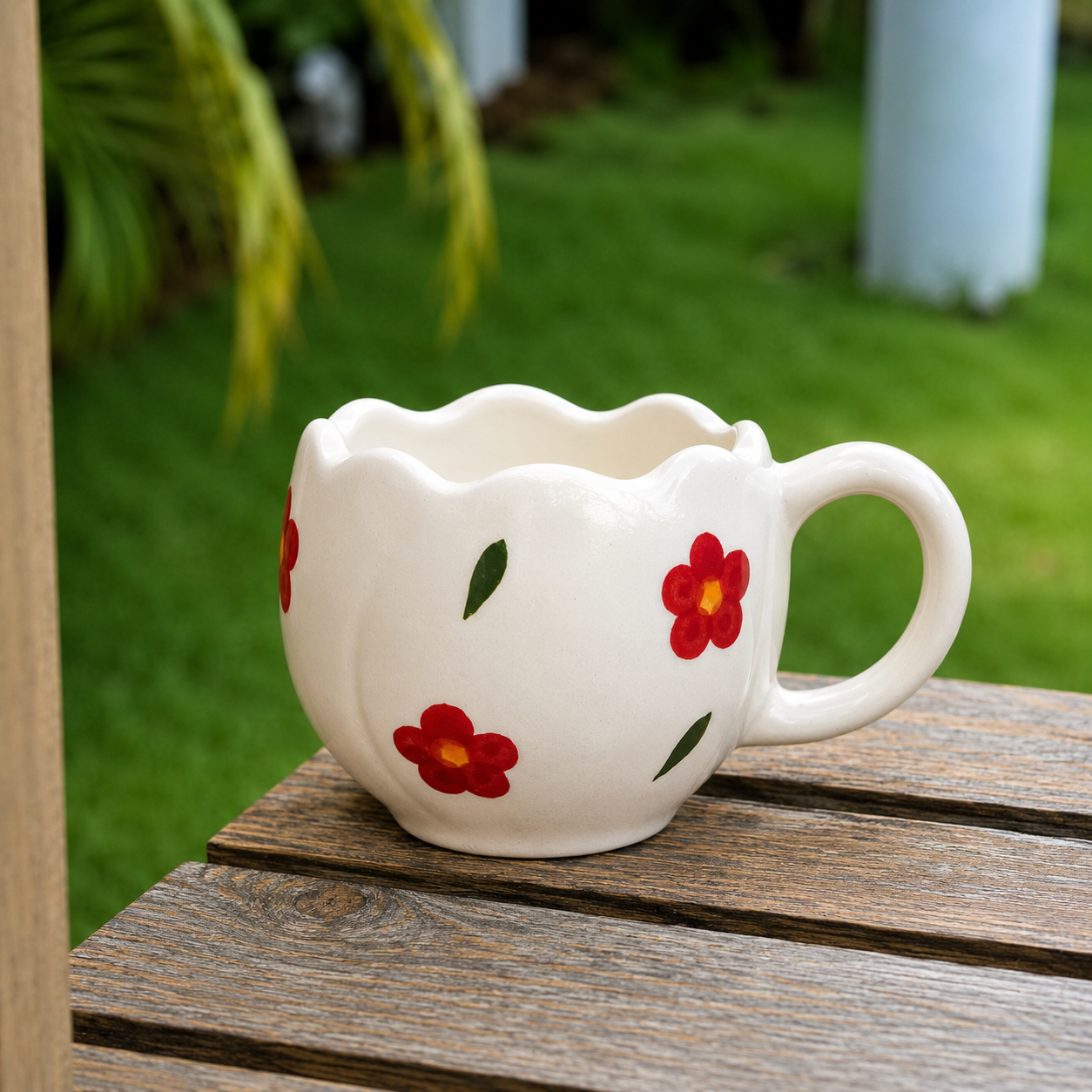 Ceramic Coffee Mug with Floral Flower Design