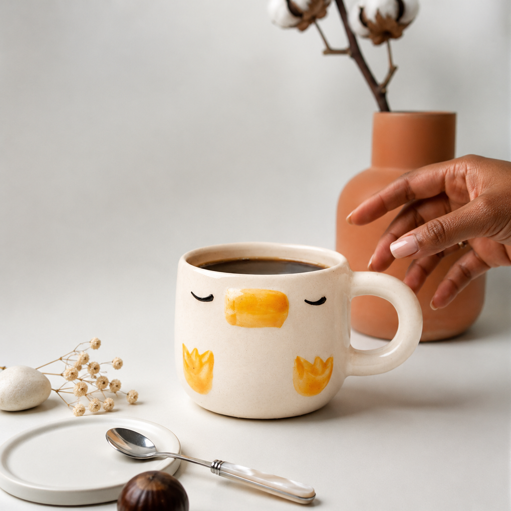 Face Mug Cute Ceramic | Smiley Coffee Cup for Tea & Coffee